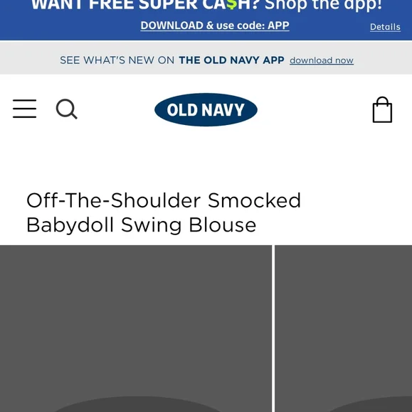 Old Navy Off Shoulder Smocked Babydoll Swing Blouse Cotton Womens XL NWT - Picture 12 of 12